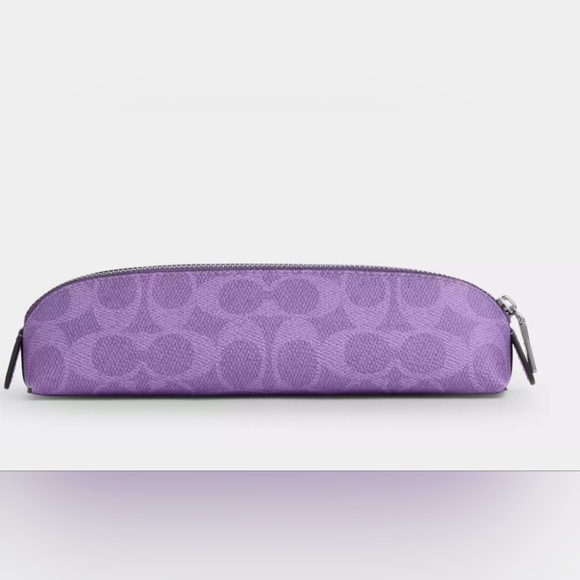 Coach! Pencil Case In Signature Canvas 💜💜 COLOR: SILVER/IRIS - Picture 1 of 1